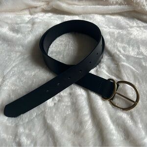 Madewell black leather gold buckle simple belt womens L